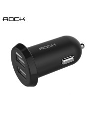 Automobilinis 2-jų USB jungčių telefono mini įkroviklis Rock Ditor 2.4A su laidu