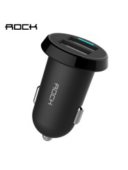 Automobilinis 2-jų USB jungčių telefono mini įkroviklis Rock Ditor 2.4A su laidu