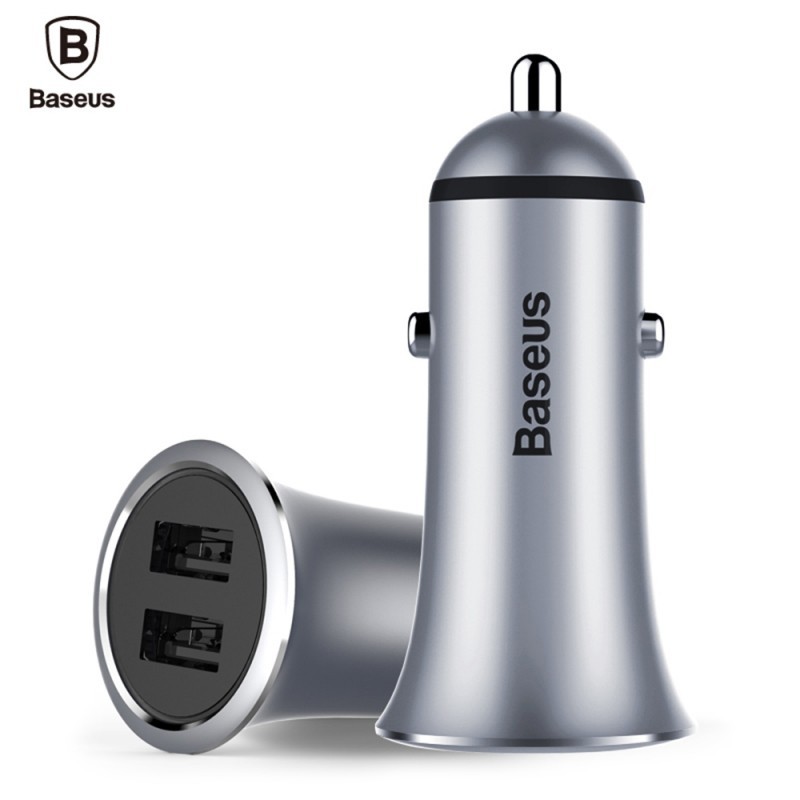 Automobilinis metalinis įkroviklis 2xUSB BASEUS 3.1A