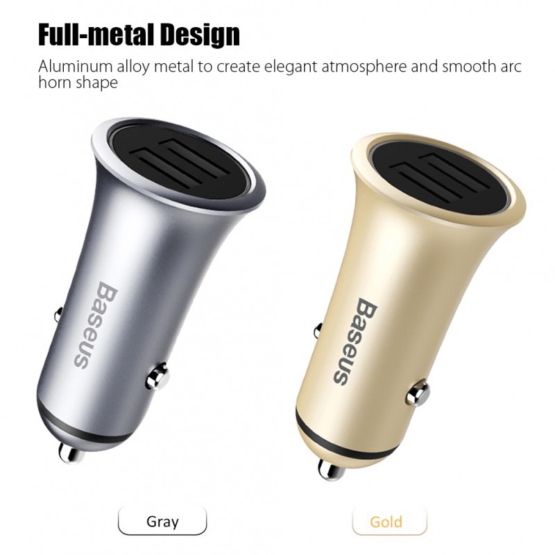BASEUS 3.1A Metal Car Charger with Dual USB Ports