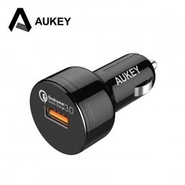 Automobilinis telefono USB 3A įkroviklis AUKEY Quick Charge 3.0 su Type-C laidu