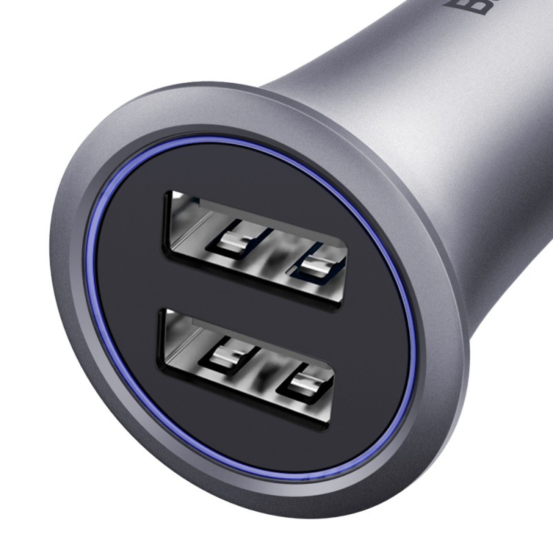 Automobilinis metalinis įkroviklis 2xUSB BASEUS 3.1A