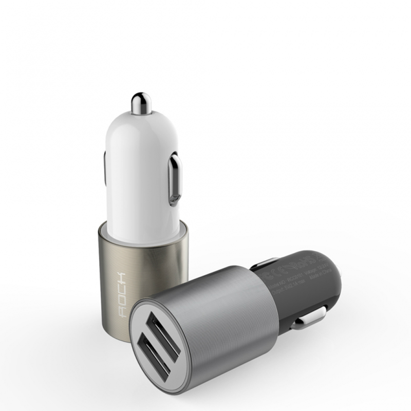ROCK 2.1A Car Phone Charger with Dual USB Ports