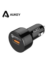 Automobilinis telefono USB 3A įkroviklis AUKEY Quick Charge 3.0 su Type-C laidu