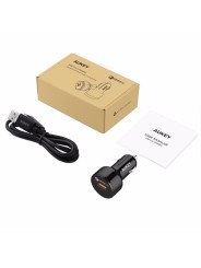 Automobilinis telefono USB 3A įkroviklis AUKEY Quick Charge 3.0 su Type-C laidu