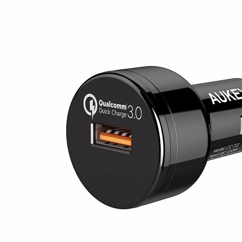 Automobilinis telefono USB 3A įkroviklis AUKEY Quick Charge 3.0 su Type-C laidu