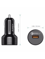 Automobilinis telefono USB 3A įkroviklis AUKEY Quick Charge 3.0 su Type-C laidu