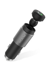 Automobilinis telefono USB įkroviklis ROCK 2.1A su beviele (Bluetooth) ausine