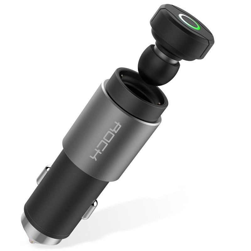 ROCK 2.1A Car USB Phone Charger with Wireless (Bluetooth) Earpiece
