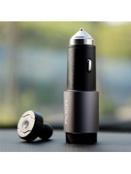Automobilinis telefono USB įkroviklis ROCK 2.1A su beviele (Bluetooth) ausine