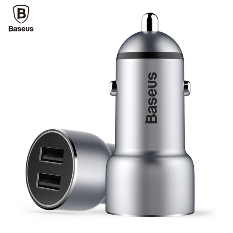 Metalinis automobilinis įkroviklis 2xUSB BASEUS 3.4A Metalinis automobilinis įkroviklis 2xUSB BASEUS 3.4A