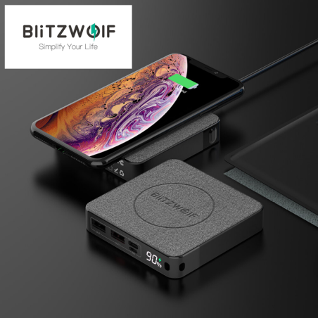 Bevielis telefono įkroviklis ir išorinė 10000mAh baterija (Power Bank) viename BlitzWolf P13