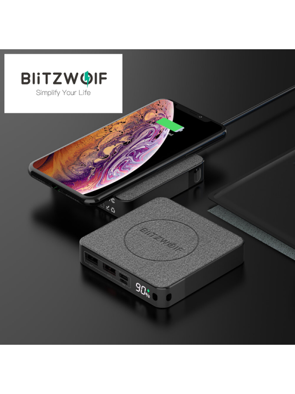 Bevielis telefono įkroviklis ir išorinė 10000mAh baterija (Power Bank) viename BlitzWolf P13
