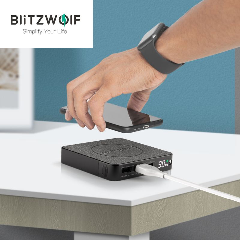 Bevielis telefono įkroviklis ir išorinė 10000mAh baterija (Power Bank) viename BlitzWolf P13