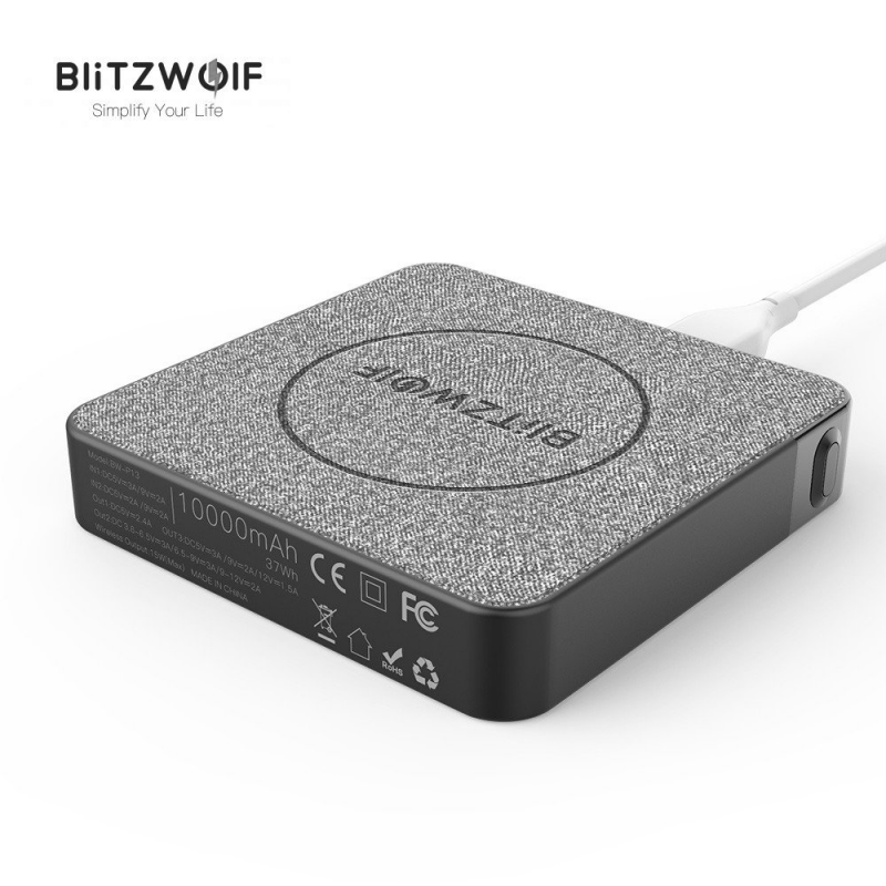 Bevielis telefono įkroviklis ir išorinė 10000mAh baterija (Power Bank) viename BlitzWolf P13