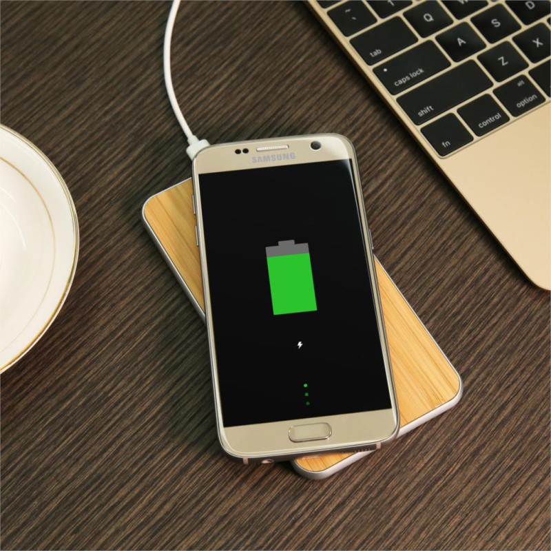 BASEUS Flare Wireless Phone Charger with Aluminum & Bamboo Finish BASEUS Flare Wireless Phone Charger with Aluminum & Bamboo Finish