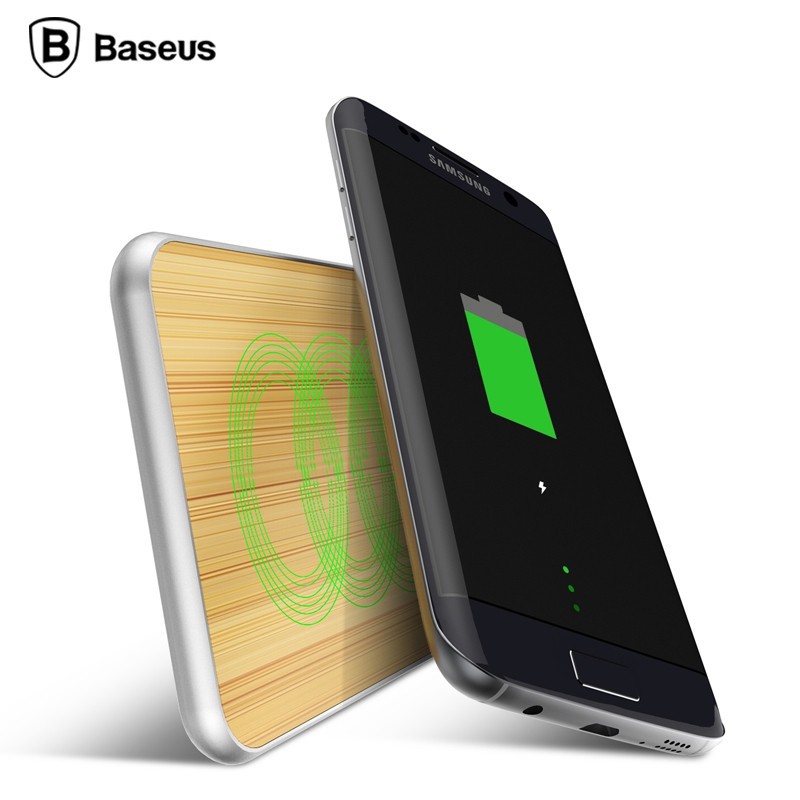 BASEUS Flare Wireless Phone Charger with Aluminum & Bamboo Finish BASEUS Flare Wireless Phone Charger with Aluminum & Bamboo Finish