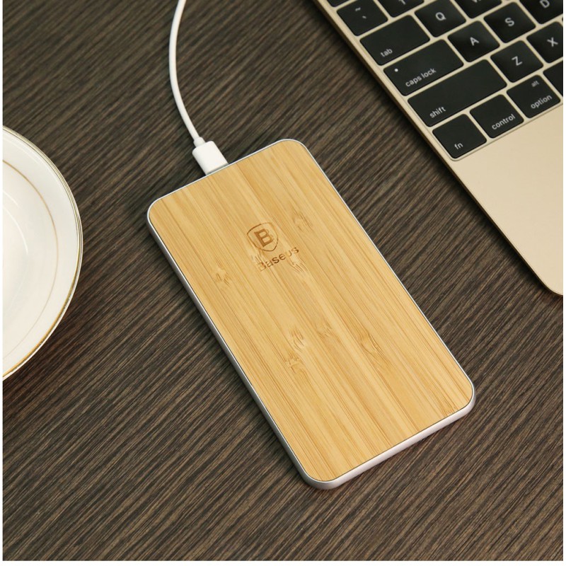 BASEUS Flare Wireless Phone Charger with Aluminum & Bamboo Finish BASEUS Flare Wireless Phone Charger with Aluminum & Bamboo Finish