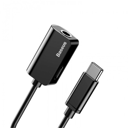 BASEUS Type-C Vyr. į Type-C Moter. ir 3.5mm Adapteris – Juodas