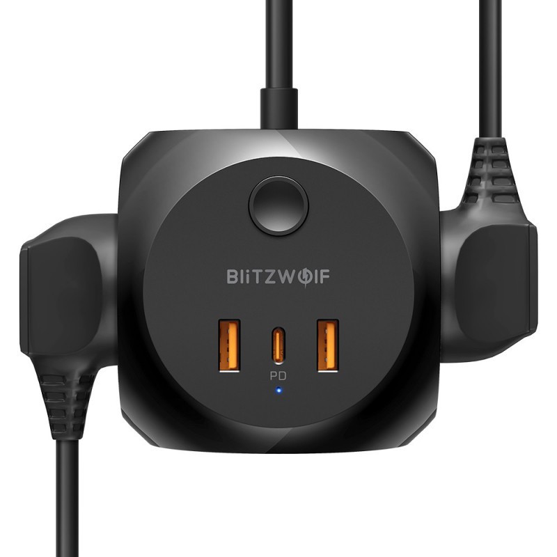 Phone Charger, 3-Socket 220V Power Strip BlitzWolf with 20W USB Type-C & PD 3.0