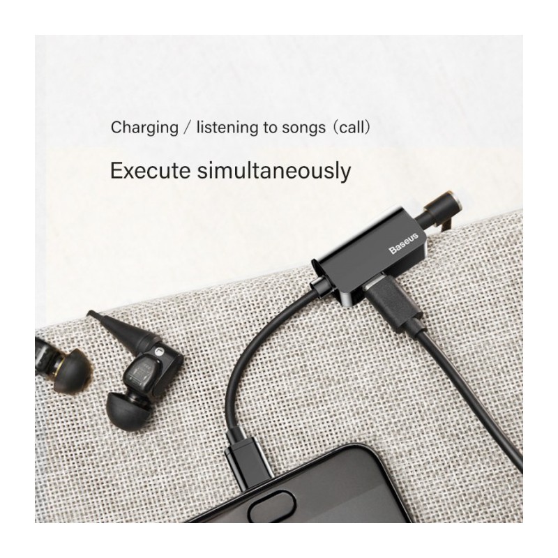 BASEUS Type-C Male to Type-C Female & 3.5mm Adapter – Black BASEUS Type-C Male to Type-C Female & 3.5mm Adapter – Black