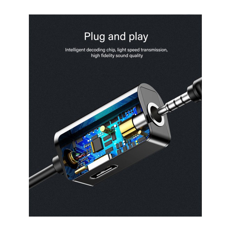 BASEUS Type-C Male to Type-C Female & 3.5mm Adapter – Black BASEUS Type-C Male to Type-C Female & 3.5mm Adapter – Black