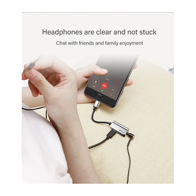 BASEUS Type-C Male to Type-C Female & 3.5mm Adapter – Black BASEUS Type-C Male to Type-C Female & 3.5mm Adapter – Black