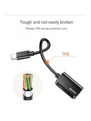 BASEUS Type-C Vyr. į Type-C Moter. ir 3.5mm Adapteris – Juodas