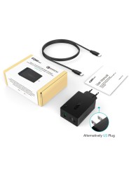 Universalus greito krovimo 2-jų jungčių telefono įkroviklis CRDC su Type-C QS 3.0 ir laidu, 3A 27W