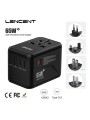 Universal Travel Adapter LENCENT GAN 65W, EU, US, AU, UK with Case