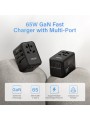 Universal Travel Adapter LENCENT GAN 65W, EU, US, AU, UK with Case