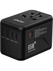 Universal Travel Adapter LENCENT GAN 65W, EU, US, AU, UK with Case