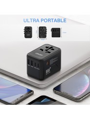 Universal Travel Adapter LENCENT GAN 65W, EU, US, AU, UK with Case