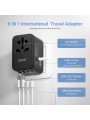 Universal Travel Adapter LENCENT GAN 65W, EU, US, AU, UK with Case