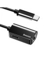 BASEUS Type-C Male to Type-C Female & 3.5mm Adapter – Black BASEUS Type-C Male to Type-C Female & 3.5mm Adapter – Black