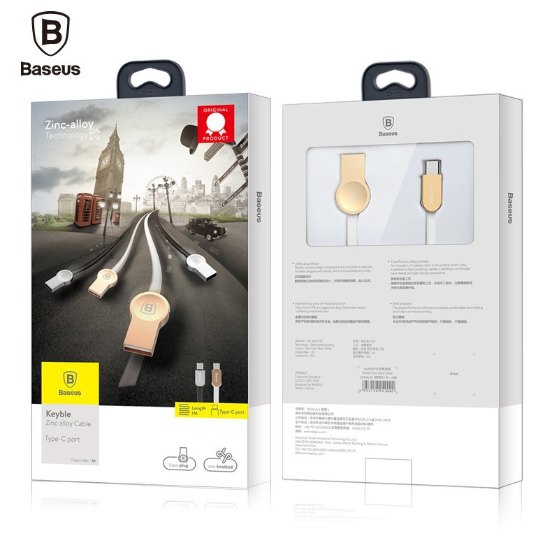 USB 3.1 - Type-C laidas BASEUS Zinc-Alloy 1m