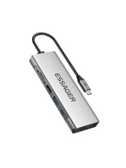 USB Hub (HUB) Essager 8-in-1 with Type-C, SD/TF Card Reader, HDMI, and SSD Port