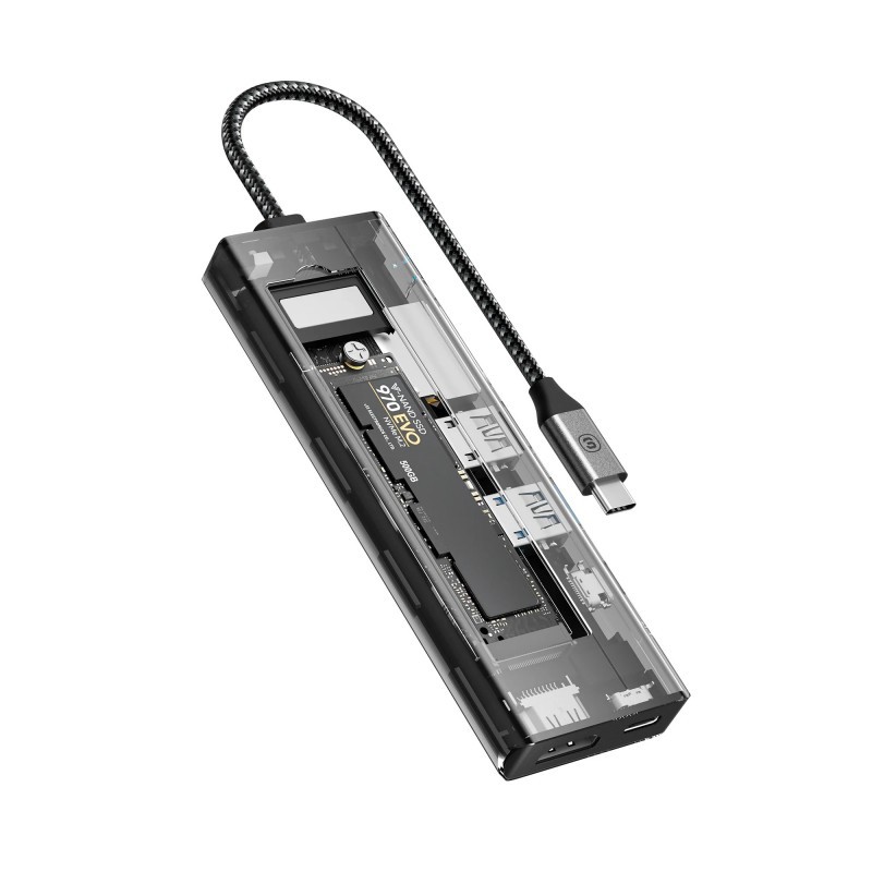 USB Hub (HUB) Essager 8-in-1 with Type-C, SD/TF Card Reader, HDMI, and SSD Port