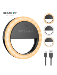 Blitzwolf LED Ring Light (Selfie Ring) for Phone, Rechargeable, Black