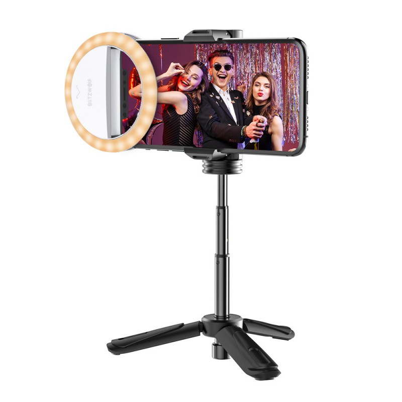 Blitzwolf LED Ring Light (Selfie Ring) for Phone, Rechargeable, Black