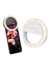 Žiedo formos LED šviesos lempa Blitzwolf telefonui, pakraunama, juoda