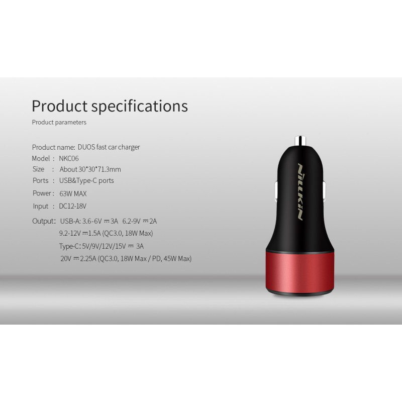 Nillkin DUOS 63W Car Charger – Fast and Efficient Charging Nillkin DUOS 63W Car Charger – Fast and Efficient Charging