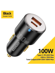 ESSAGER 100W USB-A / USB-C Automobilinis Įkroviklis – Greitas Ir Galingas Įkrovimas